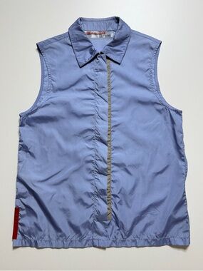 prada sport linea rossa nylon full zip collared vest womens small